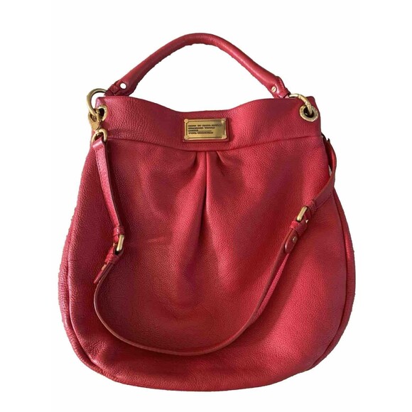 Marc by Marc Jacobs Classic Q Hillier Leather Hobo Bag Wild Raspberry Red - Picture 1 of 9